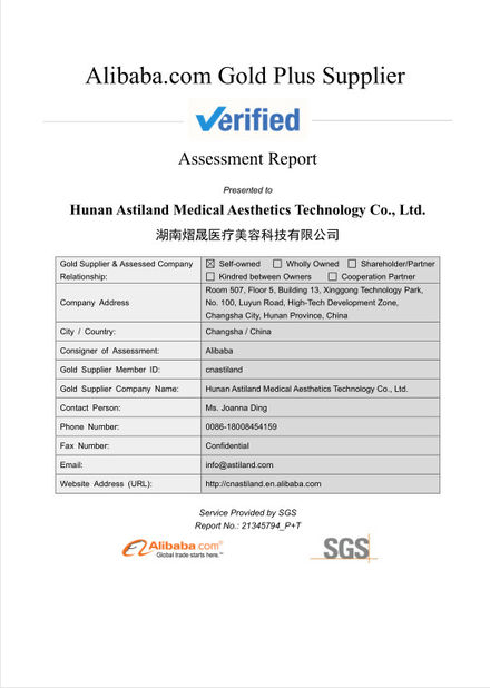 Κίνα Astiland Medical Aesthetics Technology Co., Ltd Πιστοποιήσεις